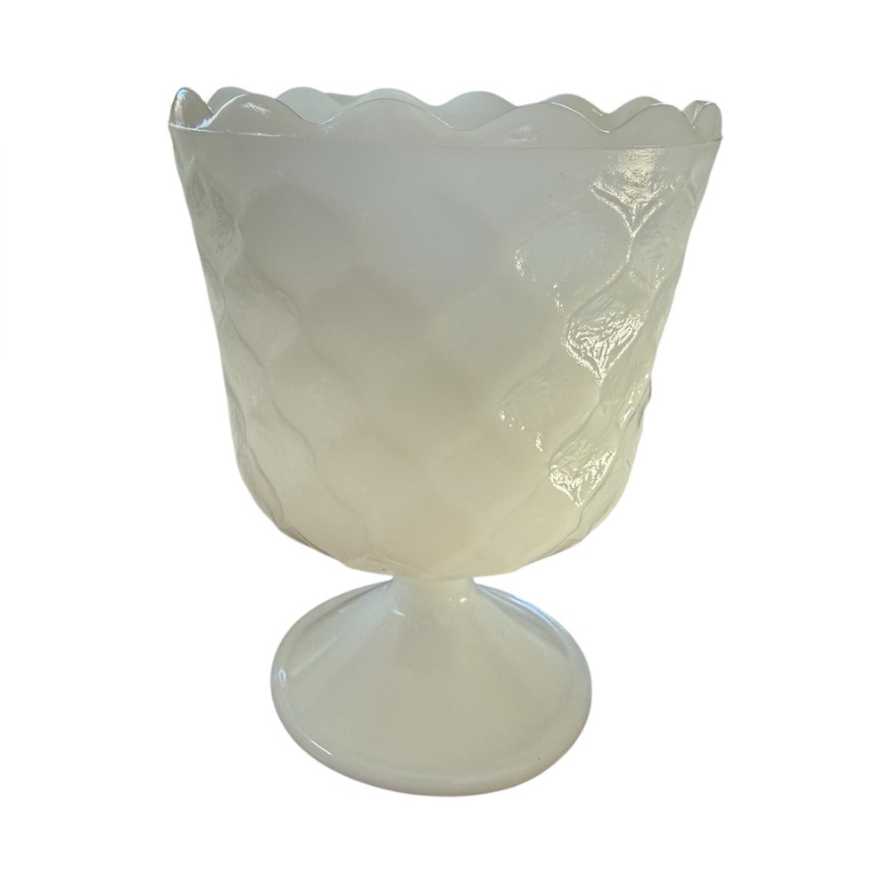 vintage E.O. Brody Co. milk glass pedestal vase